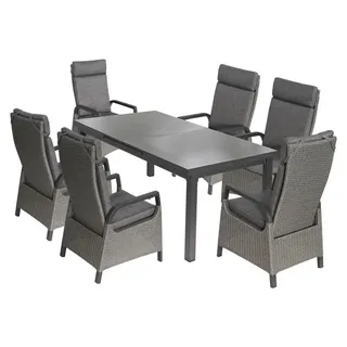 bellavista - Home&Garden® Gartenmöbel-Set Boston 4 – Ausziehtisch + 6 Hochlehner mit - Grau