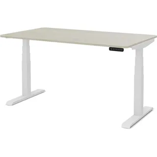 assmann büromöbel ASSMANN Elektrisch höhenverstellbarer Kinderschreibtisch JUNIOR Curved Eiche Polar Weiß, Memoryfunktion, Kollisionsschutz, 2-fach-Motorik - Weiß/Beige