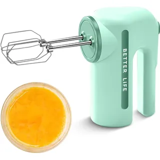 Handmixer mit Doppel-Schneebesen, elektrischer Hand-Kuechenmixer, 5 Geschwindigkeiten einstellbar, Ruehrbesen aus Edelstahl 304, tragbarer kabellos... - Grün