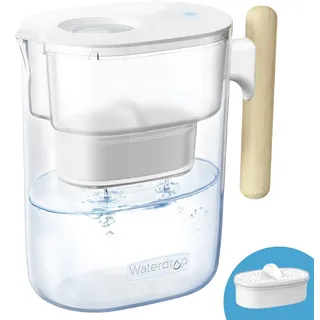 Waterdrop Chubby 3.5L Wasserfilter-Kanne mit 1×90 Tage Filterkartusche, Reduziert Kalk, Chlor, Blei, Kupfer im Wasser, NSF Zertifizierte, BPA-frei, Transparent (Ersatzfilter: WD-PF-01A Plus)
