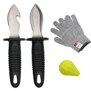 Nvzi Austernmesser, Oyster Shucking Knife, Oyster Knife, Oyster Shucker, Oyster Opener, Oyster Shucking Kit, 2 Austernmesser and 1 Gloves Cut Resistant Gloves