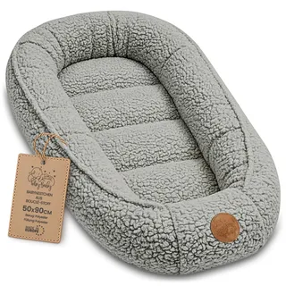 Babynest Nestchen Baby aus boucle - Babynestchen Neugeborene Nest für Kinder Bett und Babybett tragbar Kuschelnest Coccon für Jungen und Mädchen Hellgrau