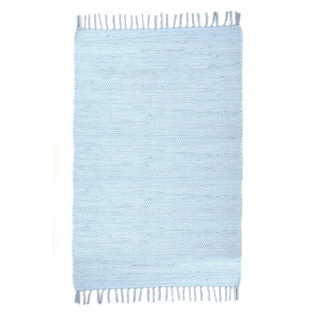 THEKO | Dhurry Teppich aus 100% Baumwolle Flachgewebe Teppich Happy Cotton | handgewebt | Farbe: Hellblau | 60x120 cm