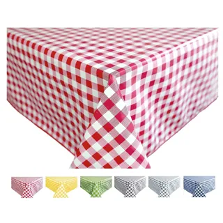 Wachstuch Tischdecke Abwaschbar Eckig 140 x 240 cm Kariert Karo Rot