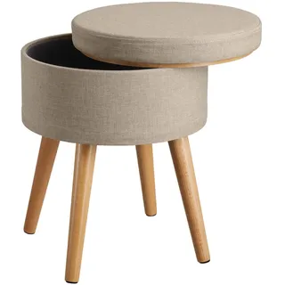 Tectake Sitzhocker Yara gepolstert in Leinenoptik 42,5 x 45,5 x 42,5 cm Beige