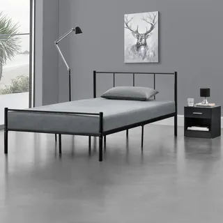 Metallbett Laos 120x200 cm Schwarz [en.casa]
