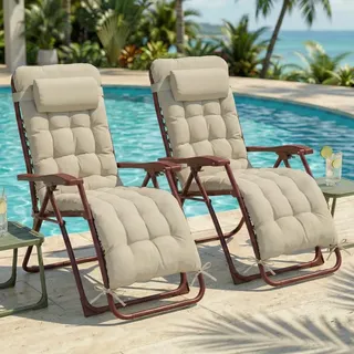CASABEL Zero Gravity Liegestuhl klappbar, 2er Set, Verstellbarer Relax Sessel mit Auflage für Garten, Balkon oder Camping, robuster Gartenstuhl aus Rostfreiem Stahl mit Textilene-Bezug, Terrakotta