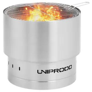 Uniprodo Feuerschale - aus Edelstahl - mit Grillrost - 50 x 50 x 45 cm UNI_FP_10