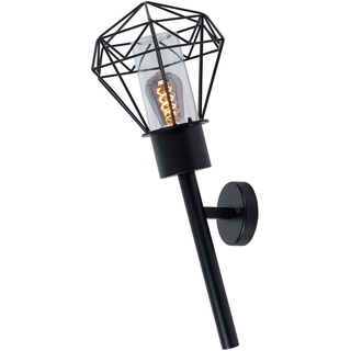 Außenleuchte Wandleuchte Edelstahl Gartenlampe Fackel Wandlampe Gitter schwarz, App Steuerung CCT, Smart RGB LED 8,5W 806Lm, H 28,5 cm