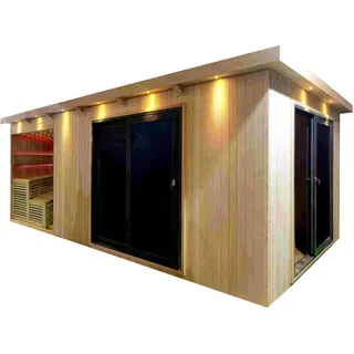 Gartensauna mit Bio-Kaminofen im Top-Design 6300mm x 3300mm