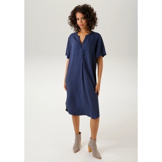 Blusenkleid ANISTON CASUAL Gr. 38, N-Gr, blau (marine) Damen Kleider Knielange Bestseller