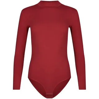 Evoni Body für Damen Langarm Blusenbody mit Halbkragen rot XXL(44)