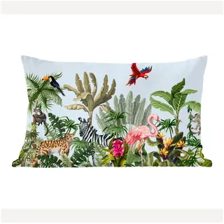 MuchoWow Dekokissen Dschungel - Flamingo - Affe - Jungen - Mädchen - Kinder, Dekoration, Zierkissen, Kissen mit Füllung, 50x30 cm bunt 50 cm x 15 cm x 30 cm