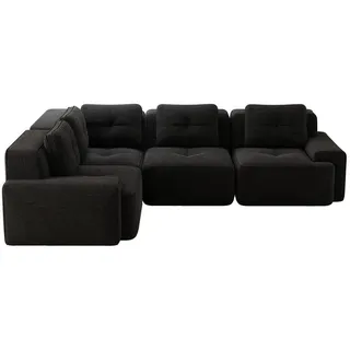 Modenvie Ecksofa, Schwarz, Textil, 382x104 cm, Wohnzimmer, Sofas & Couches, Wohnlandschaften, Ecksofas