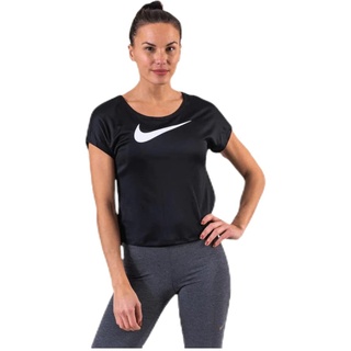 Nike Damen Swoosh Run T-Shirt, Black/White, XS