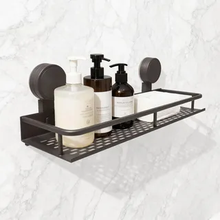Bofanze Saugnapf Duschablage Ohne Bohren Aluminium Abnehmbar Duschablage | Wand Duschkorb saugnapf Shampoo Halterung Badezimmer Organizer mit Saugnapf 40 cm Belastbarkeit 10 kg für Badezimmer Dusche