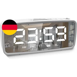 Threeh Funkwecker Digitaler Wecker 2 Töne DIDIDI & Radio 15 Lautstärkestufen 2 S