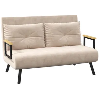 Homcom Schlafsofa, Klappbett mit Bettfunktion, Relaxsessel mit Rückenkissen, Polstersofa mit Verstellbarer Rückenlehne, Samtoptik, 102B x 73 x 81 cm,