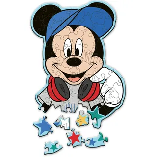 Trefl – Konturenpuzzle aus Holz: Disney, Mickey Mouse: In der Welt von Mickey – 50 Elemente, Wood Craft Junior, Unregelmäßige Formen, 10 Figuren, Modernes Puzzlespiel, Spiel für Kinder ab 5 Jahren
