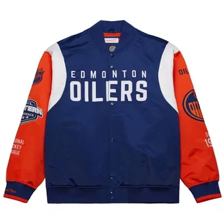 Mitchell & Ness Collegejacke Heavyweight Satin Jacket NHL Edmonton Oilers blau XXL