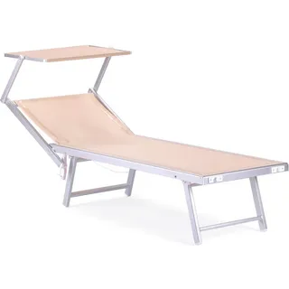 Mobili Rebecca Sonnenliege, Beige, Metall, 186x38x61 cm, Gartenmöbel, Gartenliegen