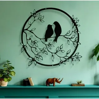 Wanddeko Aus Metall, Vogel-logo-statue, Wanddeko, Vogelsilhouette, Runde Wandskulptur, Geeignet Für Wohnzimmer Und Schlafzimmer – Crezuo