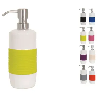 MSV Seifenspender "Moorea" Flüssigseifen-Spender Keramik, 7,5 x 7,5 x 21 cm - 400ml - Grün