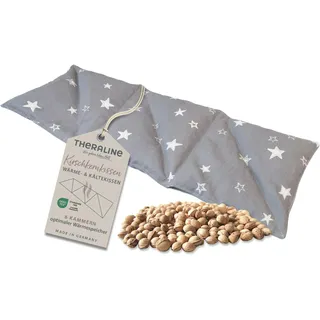Theraline Kirschkernkissen groß 55x20 cm – Wärmekissen für Nacken, Schultern & Rücken mit 6 Kammern und Hülle aus 100% Baumwolle, Körnerkissen, Kirschkernkissen Mikrowelle (Sternenhimmel grau)