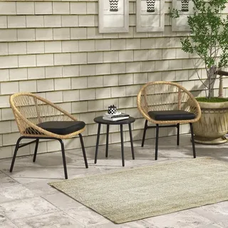 Outsunny Rattan Set 3-tlg. Gelb