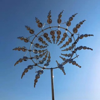 Einzigartige und magische Metall Windmühlen Outdoor Windspinner Windspiele für Hof und Garten Terrassenrasen (Silbrig)