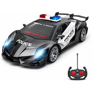 RC Polizeiauto ferngesteuert für Kinder | 2.4 GHz Fernsteuerung | Spielzeugauto - Schwarz