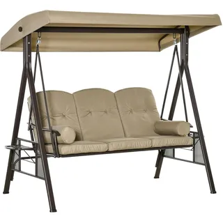 Outsunny Hollywoodschaukel Khaki 3-Sitzer