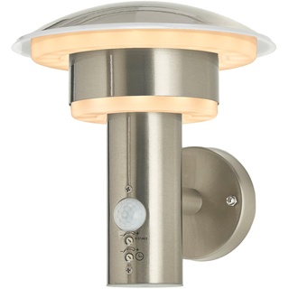 Lindby LED Wandlampe/Wandleuchte außen mit Bewegungsmelder, Edelstahl, Kunststoff, spritzwassergeschützt IP44, 8,1W LED, Außenleuchte