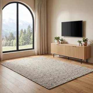 Wovena Wollteppich Wohnzimmer 100% Naturwolle Origin grau 70/130 | beidseitig verwendbar - schalldämmend - wärmeisolierend - made in Europe