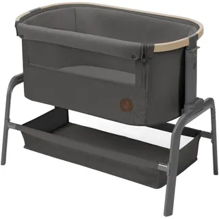 Maxi-Cosi Iora Beistellbett Baby, Faltbares Co-Sleeper, 0–6 Monate, max. 9 kg, 4 Neigungs- und 5 Höhenstufen, Leichtes Schieben, Bequeme Matratze, Großer Korb, Leicht zu Tragen, Beyond Graphite