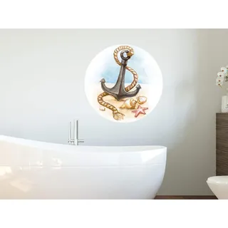 GRAZDesign Wandtattoo Badezimmer Anker am Strand, Muscheln Seestern | Wandsticker Wandaufkleber Bad, Tür, Fliesenaufkleber Klebefolie Fliesen im Nassbereich, 30x30cm
