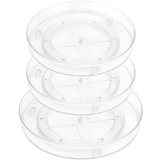 MUNGHOK 3 Stück Lazy Susan Drehteller, 23cm und 27cm Transparent Küche Drehteller Organizer, 360°Drehbares Gewürzregal Küche Drehtablett für Kühlschrank Speisekammer Schrank