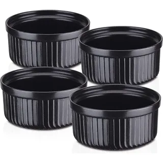 Soufflé Förmchen, vancasso FORTE 4 teilige Dessertschale Förmchen Set aus Steingut für Muffins, Cupcakes Creme Brulee, Fondants, 12 x 12 x H 5 cm