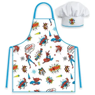 Spiderman Kochschürze Küchenset für Kinder – Schürze und Mütze für kreatives Kochen weiß