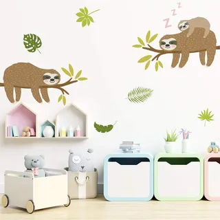 Alwayspon Wandaufkleber für Kinder/Mädchenzimmer, niedliches Faultier, entfernbare Aquarell-Wandaufkleber, abziehen und aufkleben, Wandkunst für Zuhause, Kinderzimmer, Dekoration, Wohnzimmer