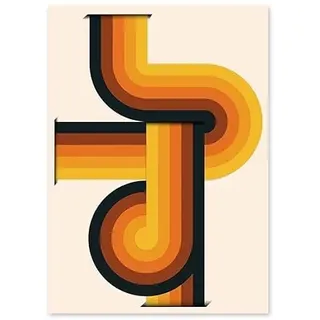 Retro Abstrakte Welle Regenbogen Sonne Geometrische Torus Poster Und Drucke Wand Kunst Leinwand Malerei Wand Bilder for Wohnzimmer Dekor (Color : D, Size : 50X70cm No Framed)