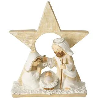 RiloStore Tischkrippe Stern - braun - 14x11cm Krippe Weihnachten b9014 Krippenszene Figuren Christus Jesus Weihnachtskrippe Kunstharz Weihnachten Geschenk Tischdeko Krippenfiguren