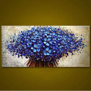 Abstrakte Messer 3D Blume Bilder Home Decor Wandkunst Handgemalte Blumen Malen auf Leinwand, handgemachte blaue Blumenbilder 60x120cm ohne Rahmen