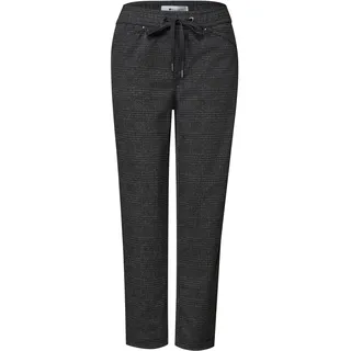 STREET ONE Mid Waist Slim Leg Hose mit feinem Muster schwarz 32x28