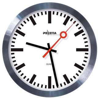 Quarzuhr mit Bahnhof-Sekundenzeiger - geräuschlos Ø 30 cm grau, Peweta Uhren