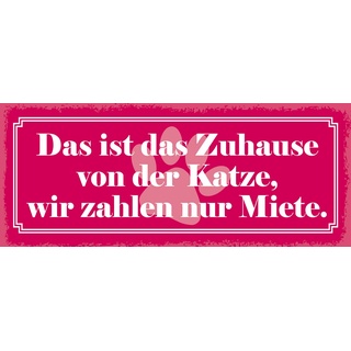 Schatzmix Spruch Zuhause der Katze Metallschild Wanddeko 27x10 cm tin Sign Blechschild, Blech, Mehrfarbig