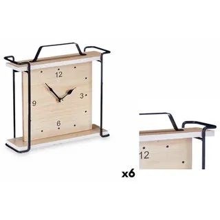 Gift Decor Uhr Tischuhr Schwarz Metall Holz MDF 23 x 21 x 7 cm 6 Stück schwarz