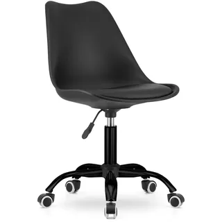 Drehstuhl mit Rollen, verstellbar Polypropylen plus Kunstlederkissen, Metallgestell, Schreibtischstuhl, Bürostuhl ohne Armlehne 56,5 x 56,5 x 96 c... - Schwarz