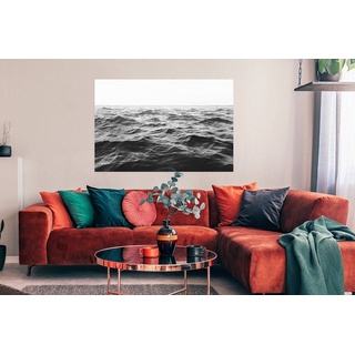 MuchoWow Poster Meer - Wasser - Natur - Schwarz und weiß, (1 St), Bild für Wohnzimmer, Schlafzimmer, Wandposter, Ohne Rahmen, Wanddeko bunt 120 cm x 90 cm