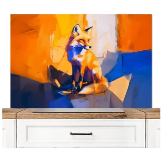 KitchenYeah Küchenrückwand Fuchs - Orange - Formen - Abstrakt, (1-tlg), Spritzschutz Herd Wand, Küchen Deko, 120x80 cm 120 cm x 80 cm